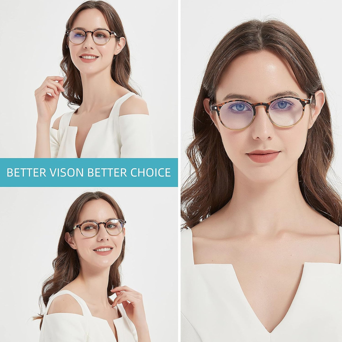 Reading Glasses for Women - Blue Light Blocking Ladies Spring Hinge Readers with Pouches anti Eyestrain/Glare Women'S Computer Eyeglasses (4 Pairs Mix Color, 1.75)