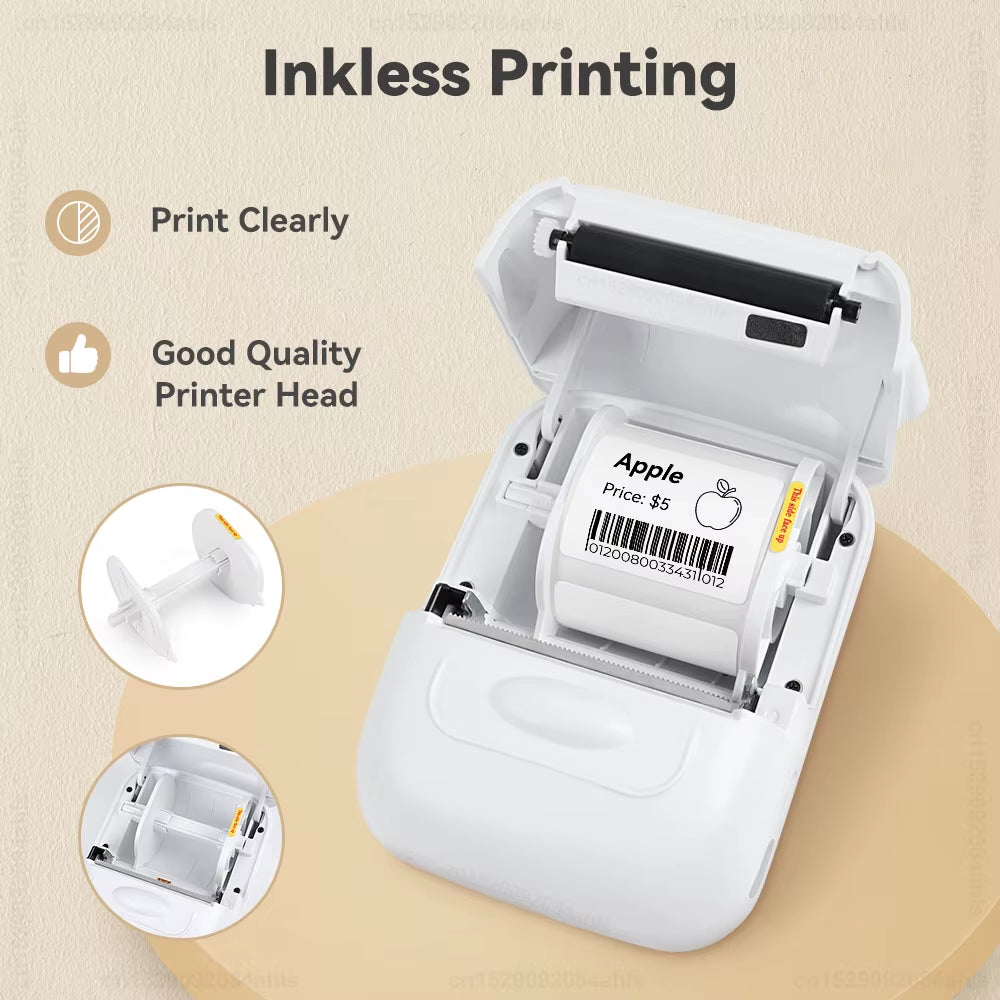 Portable Mini Printer E210 Thermal Adhesive Label Printer without Ink Bluetooth Sticker Printer Barcode Price Tag Label Maker