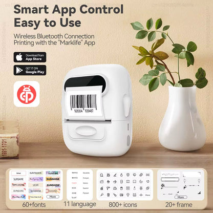 Portable Mini Printer E210 Thermal Adhesive Label Printer without Ink Bluetooth Sticker Printer Barcode Price Tag Label Maker